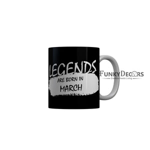 FunkyDecors Legends Are Born In January Black Birthday Quotes Ceramic Coffee Mug, 350 ml