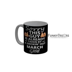FunkyDecors Legends Are Born In October Black Birthday Quotes Ceramic Coffee Mug, 350 ml