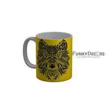 Load image into Gallery viewer, FunkyDecors Lion Face Yellow Ceramic Coffee Mug, 350 ml
