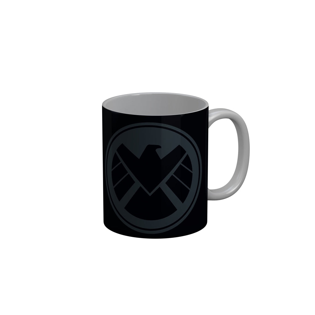 FunkyDecors Logo Black Ceramic Coffee Mug, 350 ml