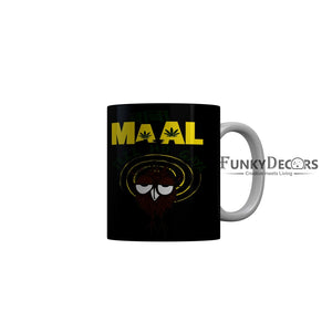 FunkyDecors Maal Black Funny Quotes Ceramic Coffee Mug, 350 ml
