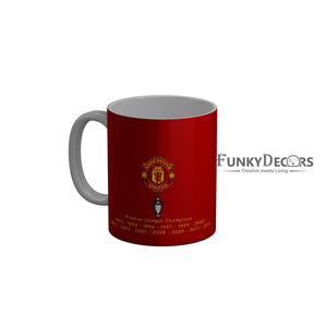 FunkyDecors Manchester United Football Premier League Champions Red White Ceramic Coffee Mug