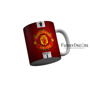 FunkyDecors Manchester United Football Red White Ceramic Coffee Mug