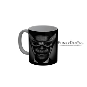 FunkyDecors Men Face Black Quotes Ceramic Coffee Mug, 350 ml