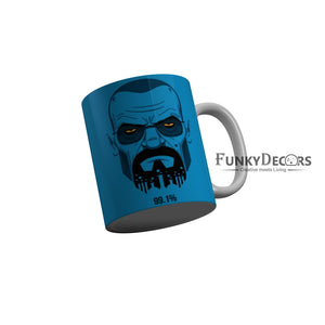 FunkyDecors Men Face Blue Ceramic Coffee Mug, 350 ml
