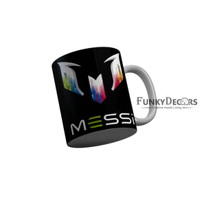 FunkyDecors Messi Black Quotes Ceramic Coffee Mug, 350 ml