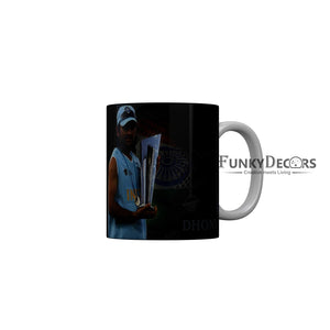 Funkydecors Ms Dhoni Indian Cricket Team Player Ceramic Mug 350 Ml Multicolor Mugs