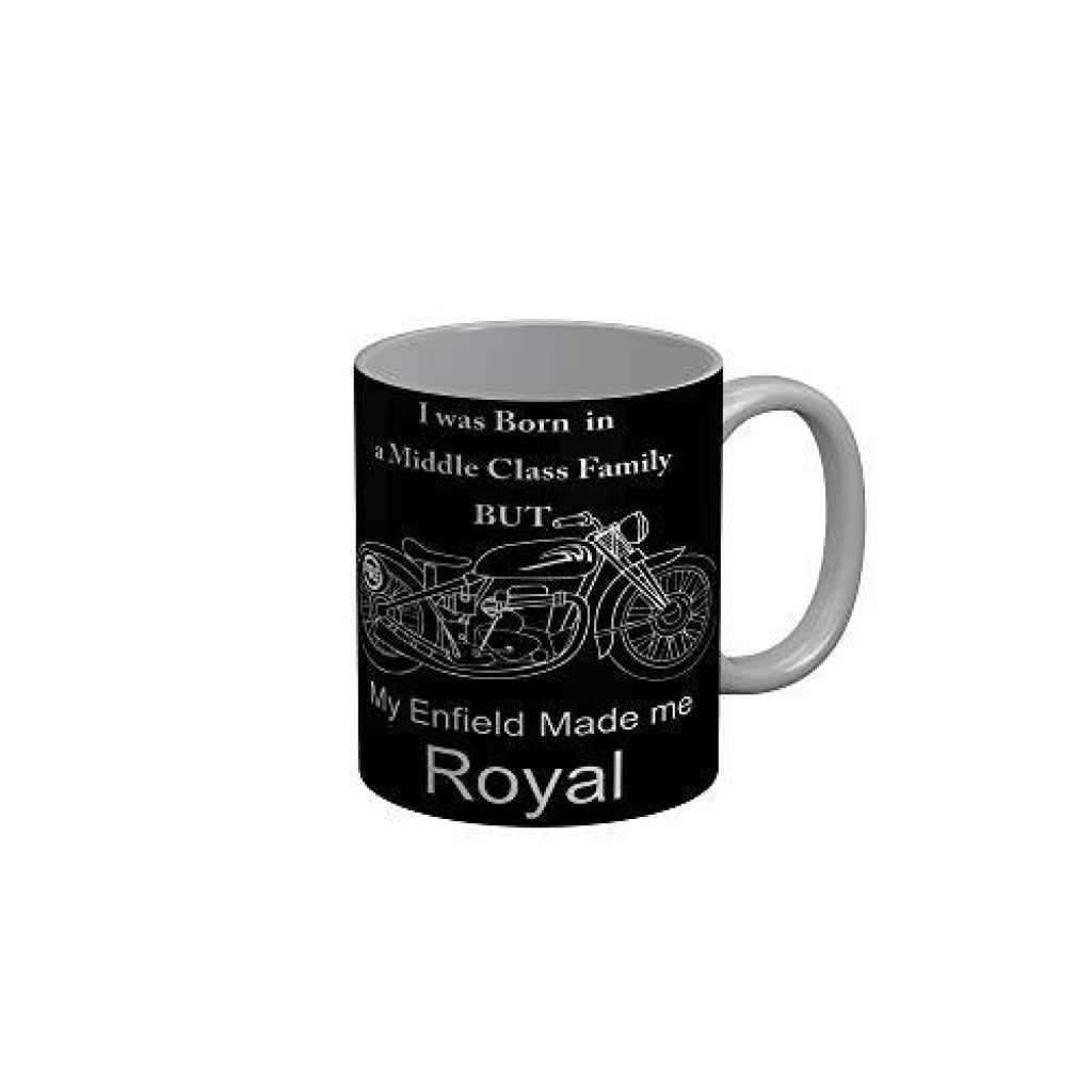 Funkydecors My Enfield Made Me Royal Black Quotes Ceramic Coffee Mug 350 Ml Mugs