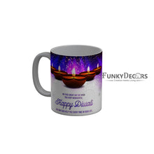 Load image into Gallery viewer, FunkyDecors On this great day we wish you very wonderful Happy Diwali Ceramic Mug, 350 ML, Multicolor
