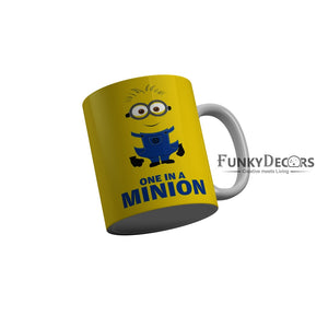 FunkyDecors One In A Minion Yellow Quotes Ceramic Coffee Mug, 350 ml