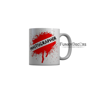 FunkyDecors Photographer White Quotes Ceramic Coffee Mug, 350 ml