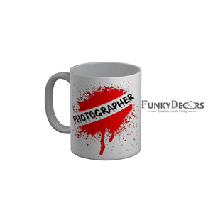 FunkyDecors Photographer White Quotes Ceramic Coffee Mug, 350 ml