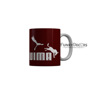 FunkyDecors Puma Red Quotes Ceramic Coffee Mug, 350 ml