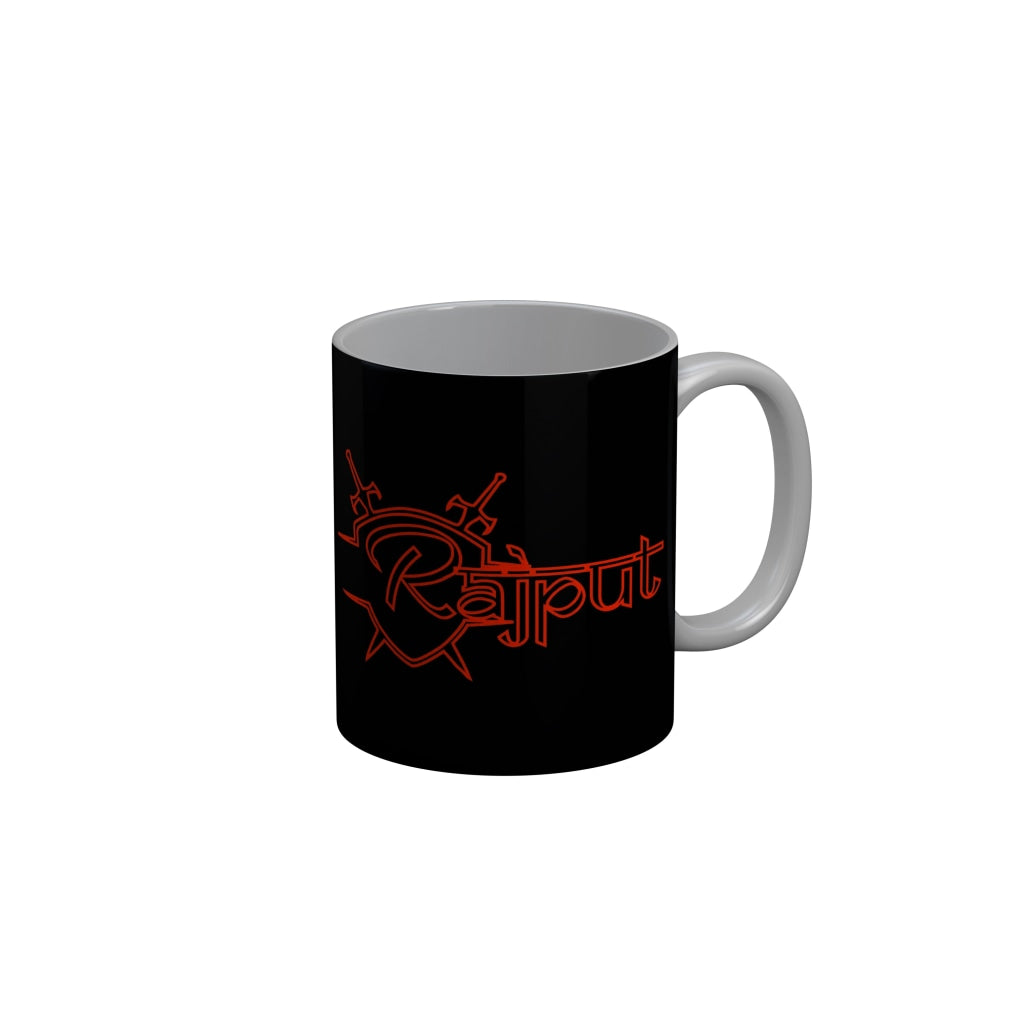 FunkyDecors Rajput Black Quotes Ceramic Coffee Mug, 350 ml