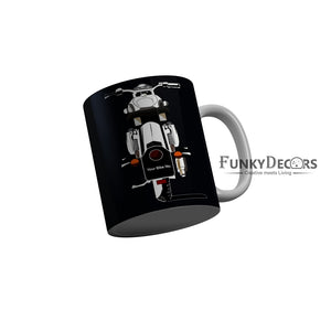 FunkyDecors Royal Enfield Black Ceramic Coffee Mug, 350 ml