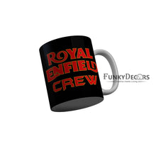 Load image into Gallery viewer, FunkyDecors Royal Enfield Crew Black Quotes Ceramic Coffee Mug, 350 ml
