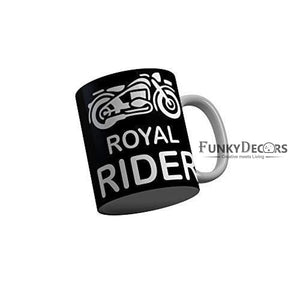 Funkydecors Royal Rider Black Quotes Ceramic Coffee Mug 350 Ml Mugs