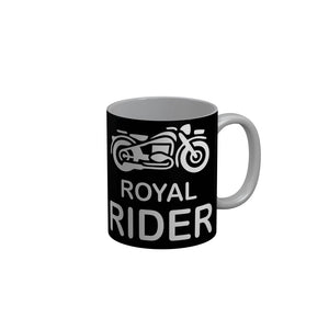 FunkyDecors Royal Rider Black Quotes Ceramic Coffee Mug, 350 ml