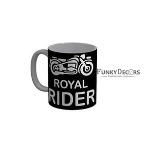 Funkydecors Royal Rider Black Quotes Ceramic Coffee Mug 350 Ml Mugs