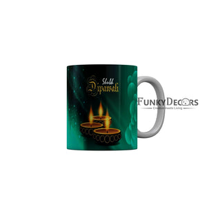 FunkyDecors Shubh Dipawali Special Diwali Ceramic Mug, 350 ML, Multicolor