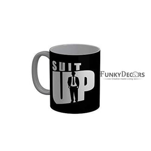 Funkydecors Suit Up Black Quotes Ceramic Coffee Mug 350 Ml Mugs