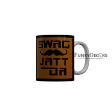 Load image into Gallery viewer, FunkyDecors Swag Jatt Da Black Funny Quotes Ceramic Coffee Mug, 350 ml
