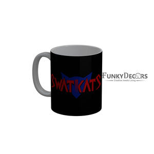 FunkyDecors Swatkats Black Quotes Ceramic Coffee Mug, 350 ml