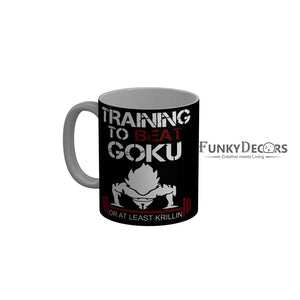 FunkyDecors Training To Beat Goku Black Quotes Ceramic Coffee Mug, 350 ml