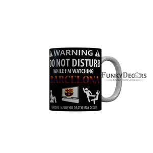 FunkyDecors Warning Do Not Disturb Black Funny Quotes Ceramic Coffee Mug, 350 ml