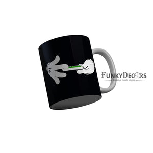 FunkyDecors Weed Black Funny Quotes Ceramic Coffee Mug, 350 ml