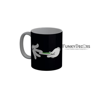 FunkyDecors Weed Black Funny Quotes Ceramic Coffee Mug, 350 ml