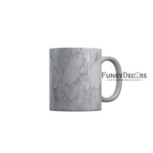 FunkyDecors White Marble Pattern Ceramic Coffee Mug