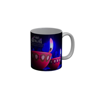 FunkyDecors Wish you a very Happy Diwali Ceramic Mug, 350 ML, Multicolor