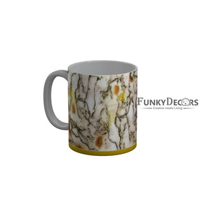 FunkyDecors Yellow Marble Pattern Ceramic Coffee Mug