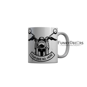 FunkyDecors Your Bike White Ceramic Coffee Mug, 350 ml