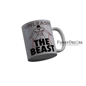 Funkydecorsunleash The Beast Grey Quotes Ceramic Coffee Mug 350 Ml Mugs