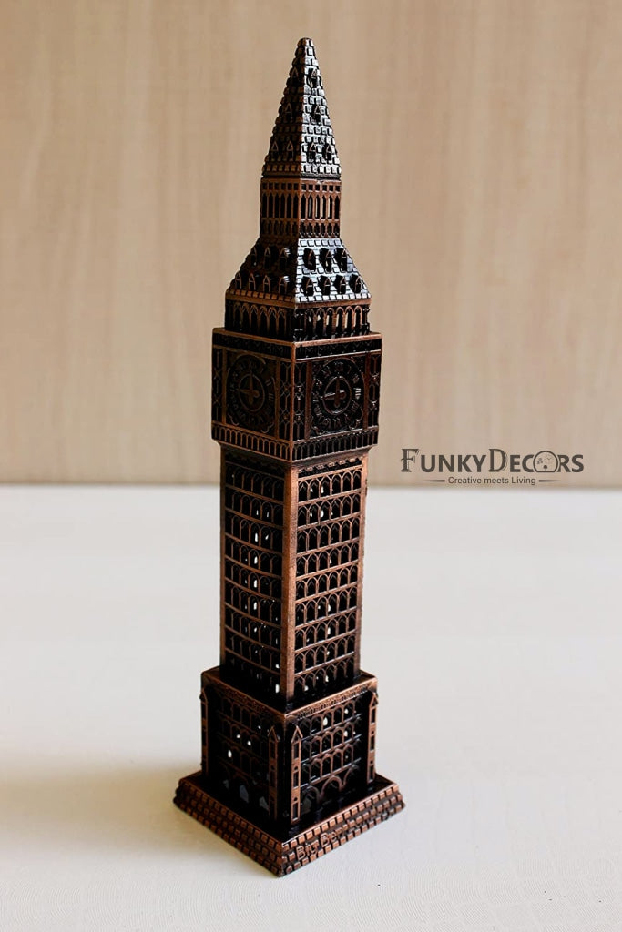 FunkyDecors 24 Cm Tall Copper Big Ben London Clock Tower Collectible Statue Metal Showpiece