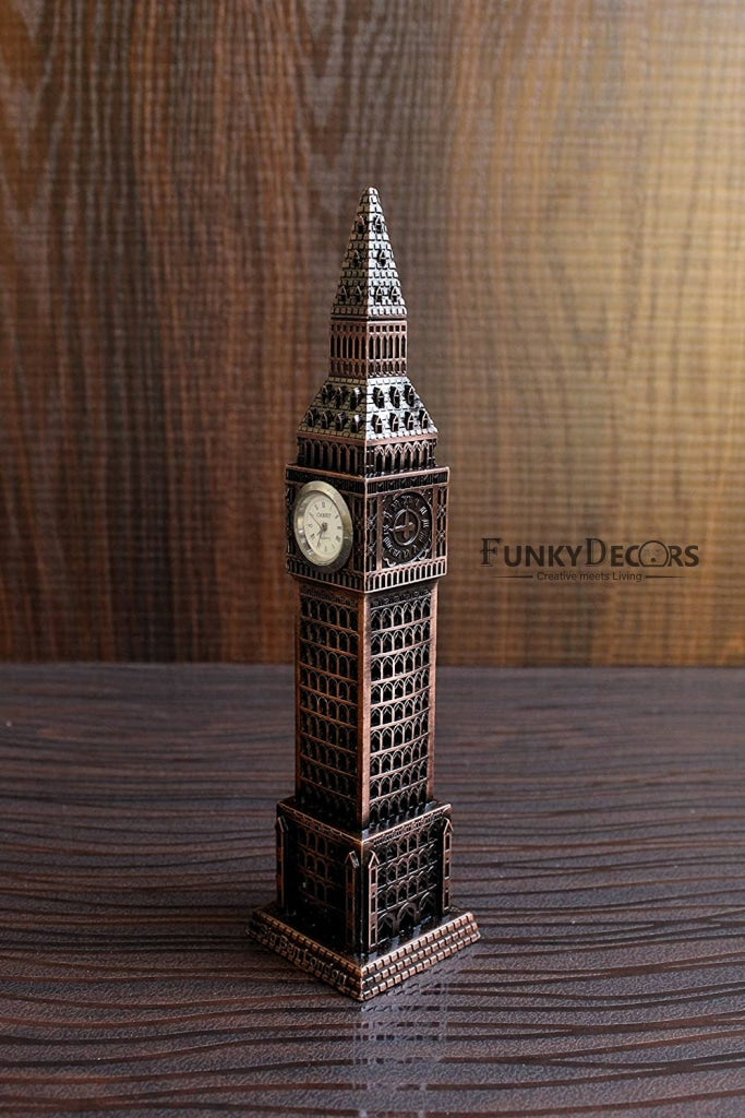 FunkyDecors 24 Cm Tall Copper Big Ben London Clock Tower Collectible Statue Metal Showpiece