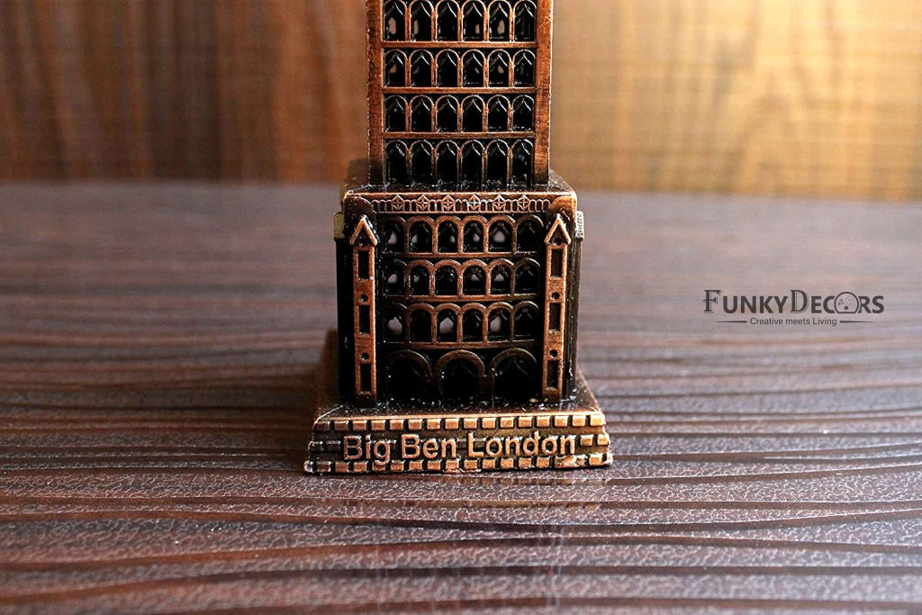 FunkyDecors 24 Cm Tall Copper Big Ben London Clock Tower Collectible Statue Metal Showpiece