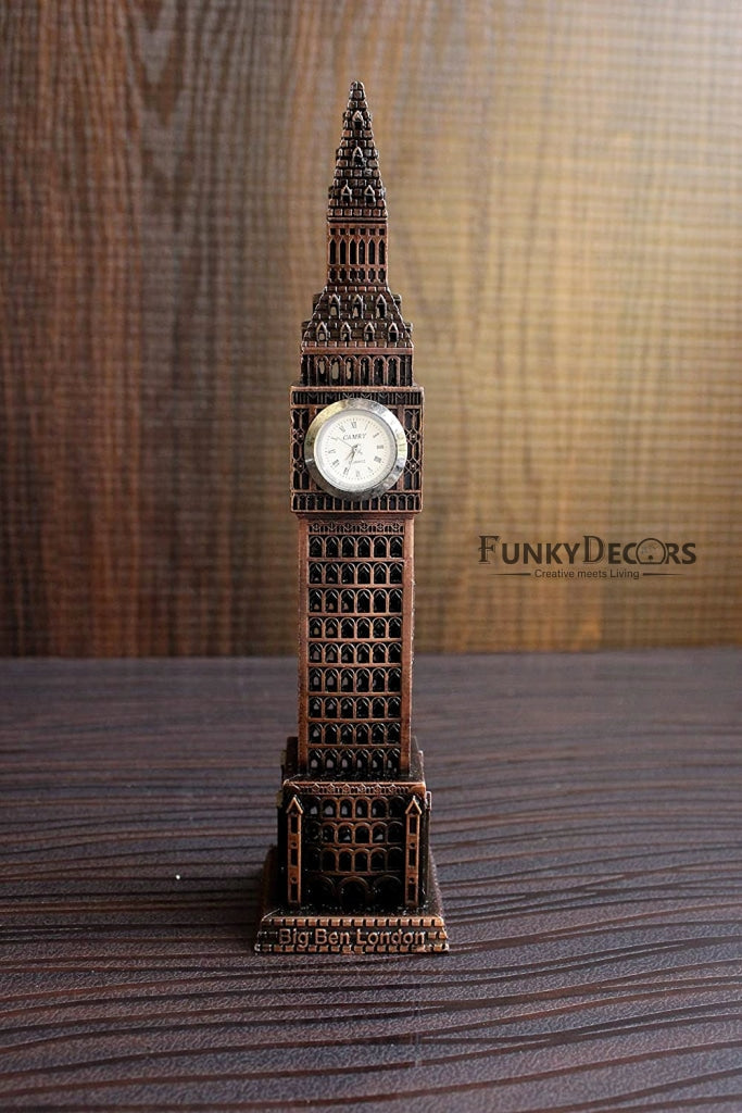 FunkyDecors 24 Cm Tall Copper Big Ben London Clock Tower Collectible Statue Metal Showpiece