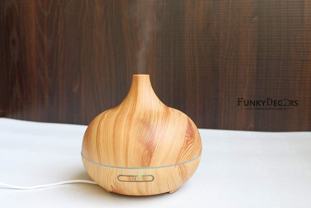 FunkyTradition 300ml Ultrasonic Essential Oil Aroma Diffuser, Bamboo Finish, BPA Free, Cool Mist Humidifier for Office Home Bedroom Living Room Study Yoga Spa Fragrance Diffuser FunkyTradition