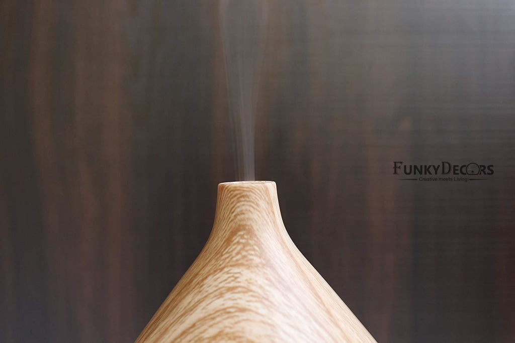 FunkyTradition 300ml Ultrasonic Essential Oil Aroma Diffuser, Bamboo Finish, BPA Free, Cool Mist Humidifier for Office Home Bedroom Living Room Study Yoga Spa Fragrance Diffuser FunkyTradition