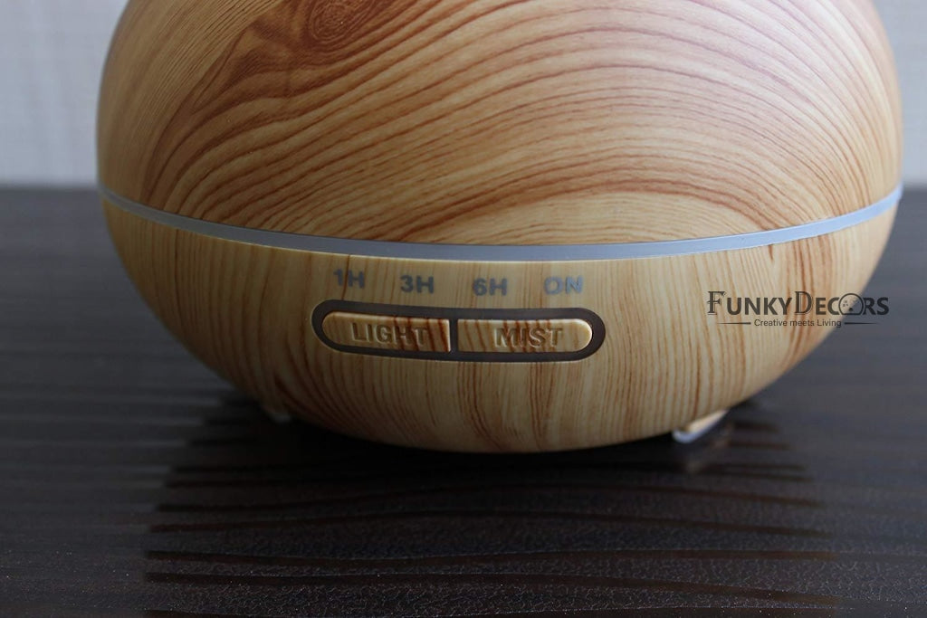 FunkyDecors 300ml Ultrasonic Essential Oil Aroma Diffuser, Bamboo Finish, BPA Free, Cool Mist Humidifier for Office Home Bedroom Living Room Study Yoga Spa Fragrance Diffuser FunkyDecors