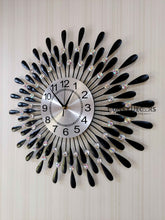 Load image into Gallery viewer, Funkytradition 3D Black Flower Wall Clock Watch Decor For Home Office And Gifts 62 Cm Tall Clocks
