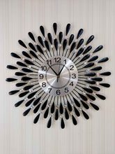 Load image into Gallery viewer, Funkytradition 3D Black Flower Wall Clock Watch Decor For Home Office And Gifts 62 Cm Tall Clocks
