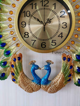Load image into Gallery viewer, Funkytradition 3D Dual Peacock Feather Open Wall Clock Watch Decor For Home Office And Gifts 65 Cm
