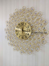 Load image into Gallery viewer, Funkytradition 3D Flower Diamond Studded Wall Clock Watch Decor For Home Office And Gifts 62 Cm Tall
