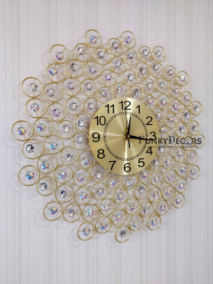 Funkytradition 3D Flower Diamond Studded Wall Clock Watch Decor For Home Office And Gifts 62 Cm Tall