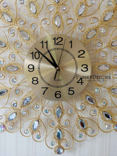 Load image into Gallery viewer, Funkytradition 3D Golden Flower Diamond Studded Wall Clock Watch Decor For Home Office And Gifts 62
