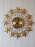 FunkyDecors 3D Golden Star Pallets Diamond Studded Wall Clock Watch Decor For Home Office And